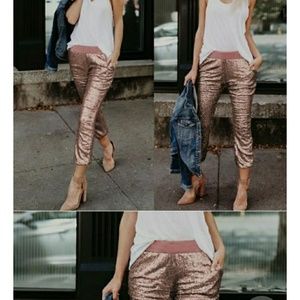 Rose Gold Sequin Party Pants Sz 20/22
